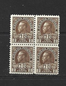 CANADA - 1915 TWO CENT WAR TAX BLOCK OF FOUR - SCOTT MR4 - MNH - SEE NOTE