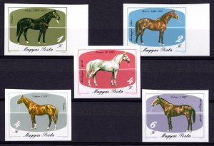 Hungary 1985 Sc#2932/2936 HORSES Set (5) IMPERFORATED MNH