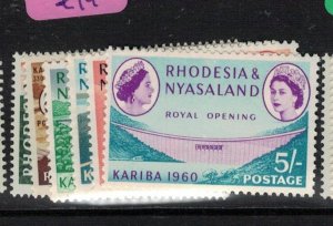 Rhodesia And Nyasaland SG 132-7 MNH (5eya)