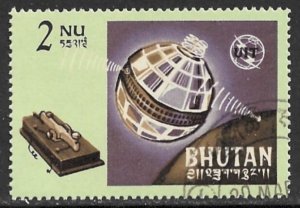 BHUTAN 1966 2nu Telstar and Morse Key ITU Issue Sc 54 CTO Used