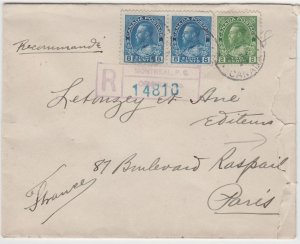 CANADA Registered cover # 115 Pair, Montreal, 6 Nov. 1926 to France
