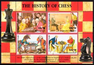 Turkmenistan 1998 YT#111/114 THE HISTORY OF CHESS Sheetlet (4) Perforated MNH