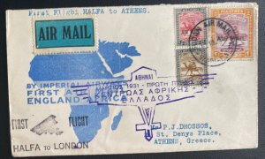 1931 halfa Sudan First Flight Airmail Cover To Athens Greece Via Egypt