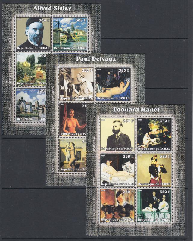 Chad Sc 944-957 MNH. 2002 Artists with their paintings, cplt set of 14 sheets VF