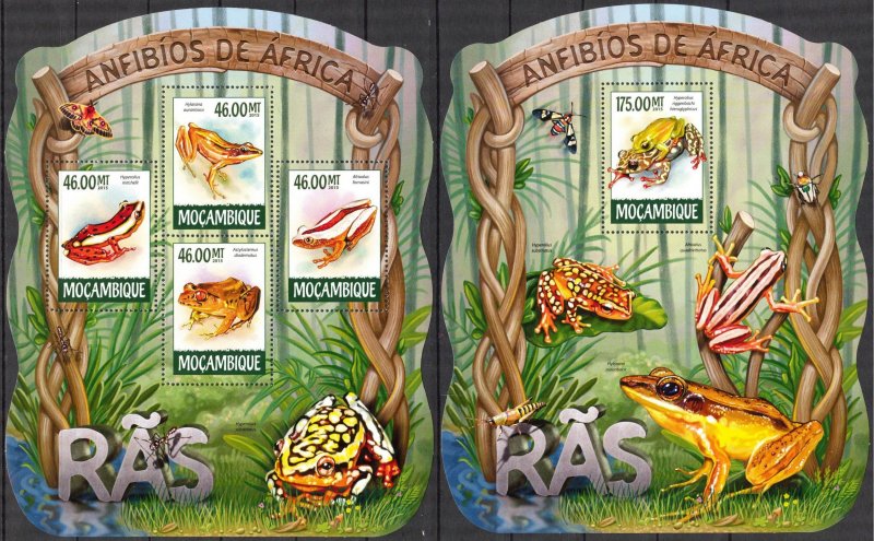 Mozambique 2015 Frogs sheet + S/S MNH