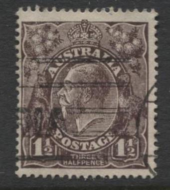 Australia - Scott 63 - KGV Head -1918 - FU - Wmk 11 - 1.1/2p Stamp1