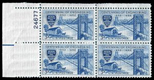 PCBstamps   US #1012 PB 12c(4x3c)Civil Engineers Society, 24677, MNH, (PB-1)