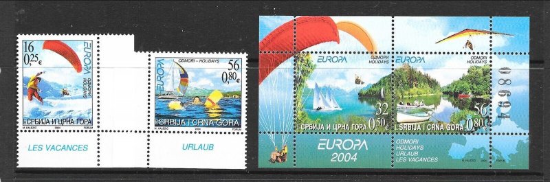 SERBIA Sc 246-8 NH SET+S/S of 2004 - EUROPA CEPT