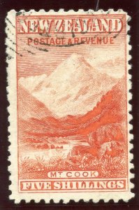 New Zealand 1899 QV 5s vermilion very fine used. SG 270. Sc 98.