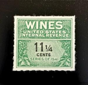 1942 11 1/4c U.S. Internal Revenue, Cordial & Wine, Green Scott RE124 Mint NH