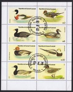 Eq. Guinea Birds Ducks Sheetlet of 8v CTO