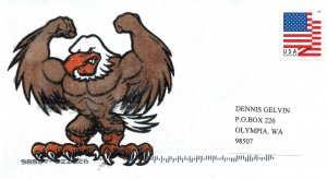 US ART COVER EXCHANGE HEAT-EMBOSSED CACHET BY PHIL EDWARDS PROUD EAGLE L/EDITION