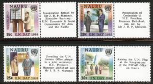 NAURU Scott 232-5 MNH** 1981 UN day stamp set with labels