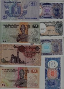 Egypt 8 unc banknotes