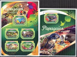 Guinea Bissau 2016 Birds Parrots sheet + S/S MNH