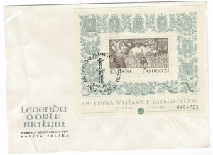 Poland 1993 FDC Stamps Souvenir Sheet Scott 3156 Polish Coat of Arms White Eagle