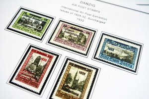 COLOR PRINTED DANZIG / GDANSK 1920-1939 STAMP ALBUM PAGES (45 illustrated pages)