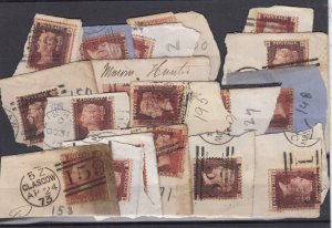 GB QV 1858 Collection Of 18 On Piece SG43/44 Different Plate Numbers BP9892