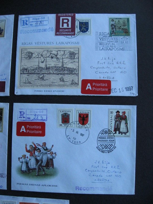 Latvia to Canada 5 registered covers 1996-7 era check them out! 