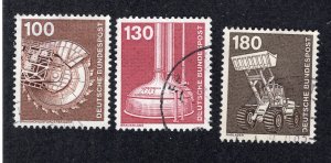 Germany 1975-82 100pf, 130pf & 180pf Industry Series Scott 1179, 1182, 1186 used