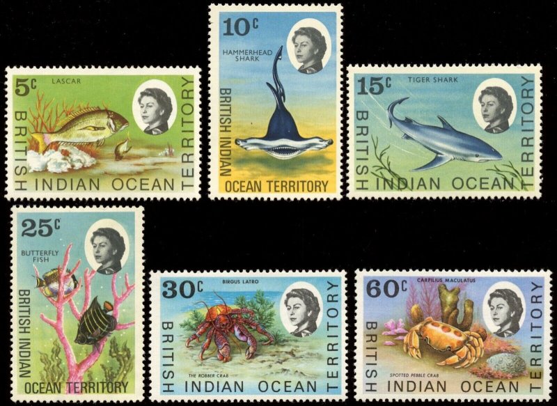 British Indian Ocean Territory -Sc #  16 - 18, 20 - 21 & 25 MLH  2017 SCV $12.30