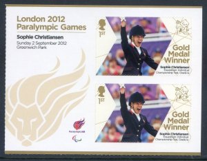 GB London 2012 Paralympics Sophie Christiansen Gold 1st Class MNH SG3385a 
