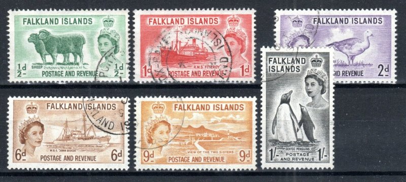 Falkland Islands 1955-57 set SG 187-92 FU CDS