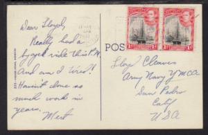 Bermuda to San Pedro CA 1941 Postcard 