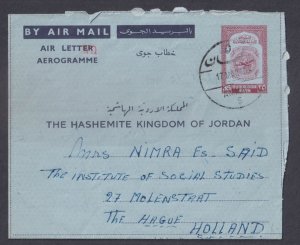 JORDAN - 1963 35fils AIR MAIL AEROGRAMME TO HOLLAND