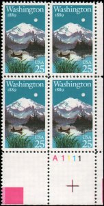 1989 Washington Statehood Plate Block of 4 25c Postage Stamps, Sc# 2404, MNH, OG