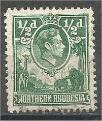 NORTHERN RHODESIA, 1938, used 1/2p, King George VI, Scott 25