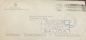 D)1962, CUBA, CORRESPONDENCE SENT TO THE U.S.A, MINISTRIES OF TRANSPORTATION,