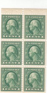 Scott# 462a - 1c Green - Washington - perf 10 booklet pane of 6 - MNH