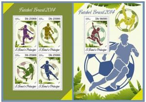 ST. TOME PRINCIPE 2014 2 SHEETS st14209ab WORLD CUP SOCCER 