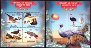 Uganda 2013 Birds sheet + S/S MNH