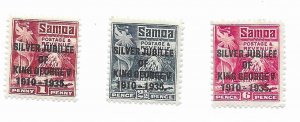 Samoa #163-165 MH - Stamp - CAT VALUE $4.40