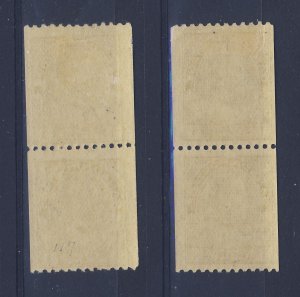 4x Canada Admiral Coil Stamps 2x Pairs #131-1c F 131ii-1c F/VF Guide = $140.00