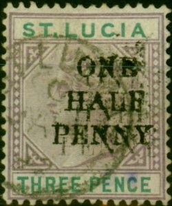 St Lucia 1891 1/2d on Half 3d Dull Mauve & Grn SG56a & 56c Surch Double & Bot...