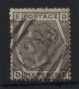 GB 1873 6d deep grey plate 16 fine used sg146 cat £120