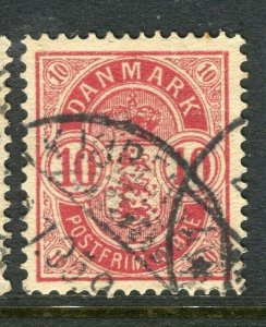 DENMARK; 1884-88 early classic Official issue fine used 10ore. value,