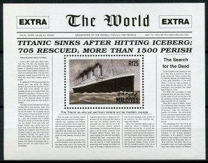 Titanic Stamps Maldives 1998 MNH Ships Nautical 1v S/S