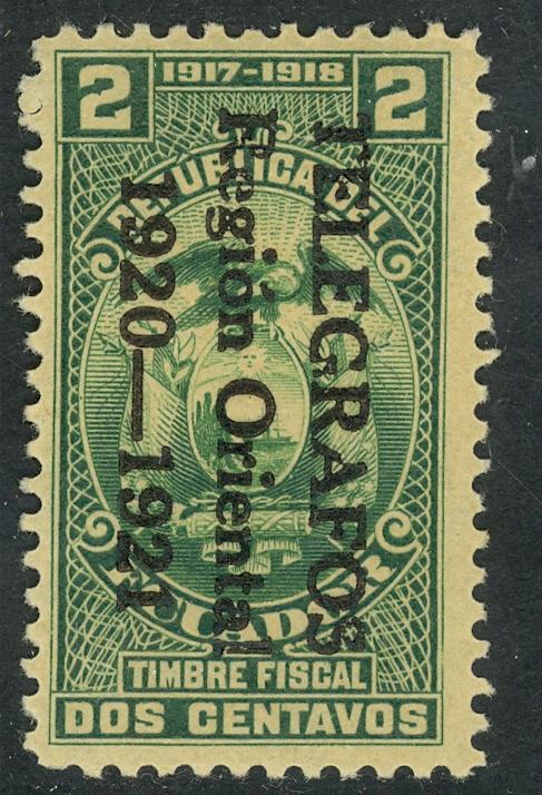ECUADOR TELEGRAPH STAMPS 1920 2c Region Oriental DOWN Hiscocks No.55 MNH