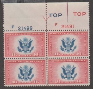 U.S. Scott #CE2 Airmail Special Delivery Stamp - Type 1 - Mint Plate Block