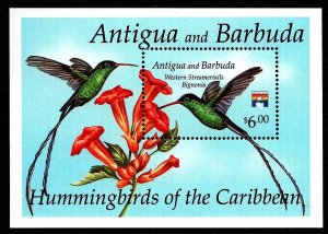 ANTIGUA - 1976 - BIRDS - HUMMINGBIRDS - FLOWERS - CARIBBEAN - MINT MNH S/SHEET! 