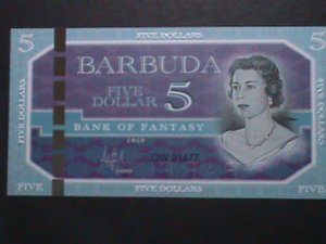 ​BARBUDA -COLLECTIBLE FIVE DOLLARS UNCIRCULATED-POLYMAR-NOTE VERY FINE