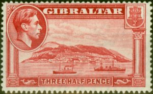 Gibraltar 1938 1 1/2d Carmine SG123 P.14 Fine LMM