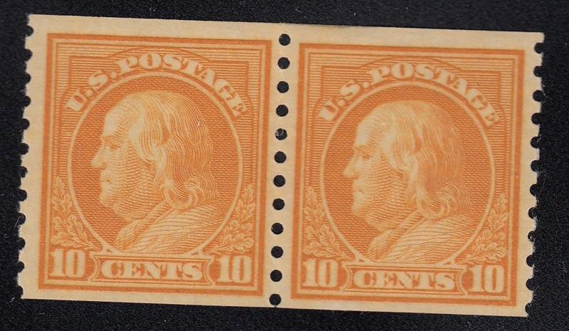 497 Pair VF original gum lightly hinged cv $40 with nice color  ! see pic !