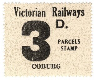 (I.B) Australia - Victoria Railways : Parcel Stamp 3d (Coburg)