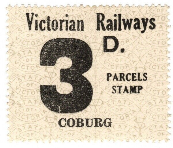 (I.B) Australia - Victoria Railways : Parcel Stamp 3d (Coburg)