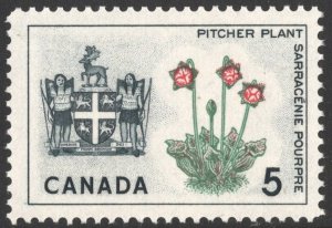 Canada SC#427 5¢ Pitcher Plant and Arms of Newfoundland (1966) MNH